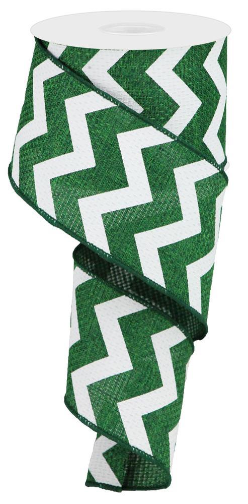 2.5" Emerald Green Chevron Ribbon - Designer DIY