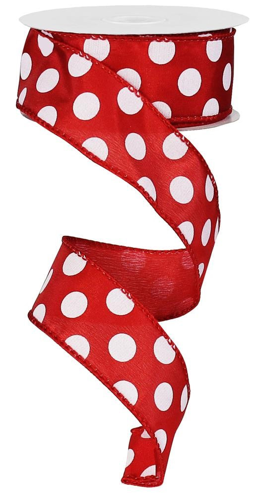 1.5" Red with White Polka Dot Ribbon - Designer DIY