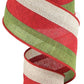 2.5" Moss, Crimson, Natural Stripe Ribbon - Designer DIY