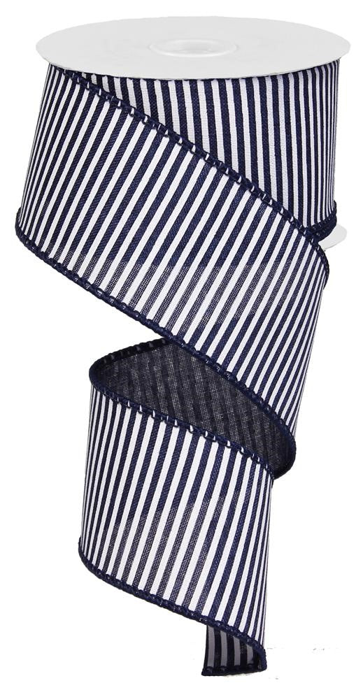 2.5" Navy & White Thin Stripe Ribbon - Designer DIY