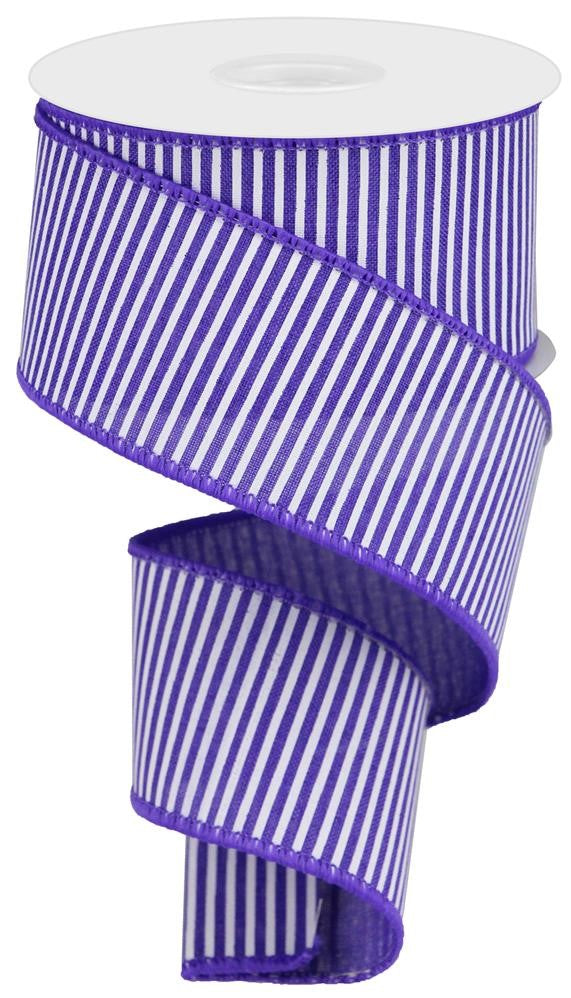 2.5" Purple & White Thin Stripe Ribbon - Designer DIY