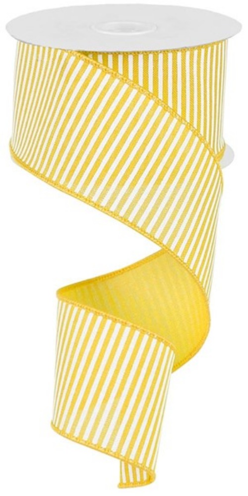 2.5" Yellow & White Thin Stripe Ribbon - Designer DIY