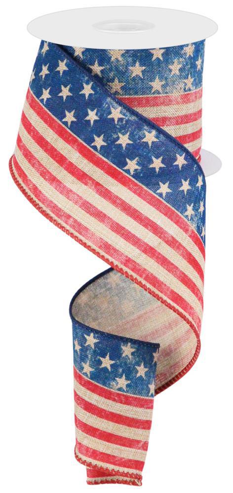 2.5" Vintage American Flag Ribbon - Designer DIY