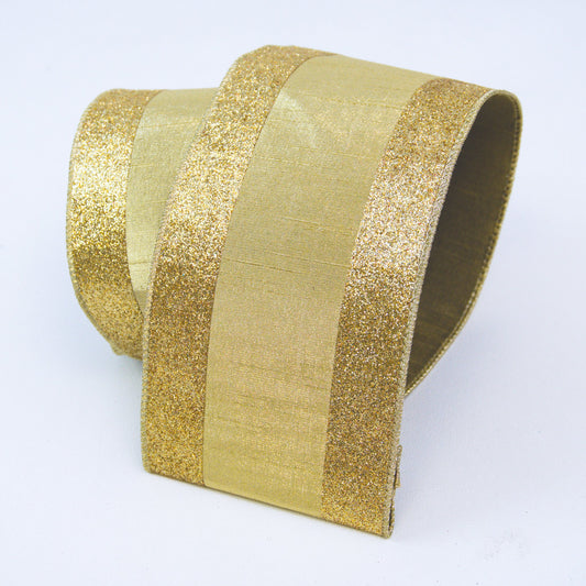 4" Gold Metallic Dupioni DESIGNER Ribbon - Designer DIY