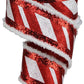 2.5" Red & White Glitter Stripe Ribbon - Designer DIY