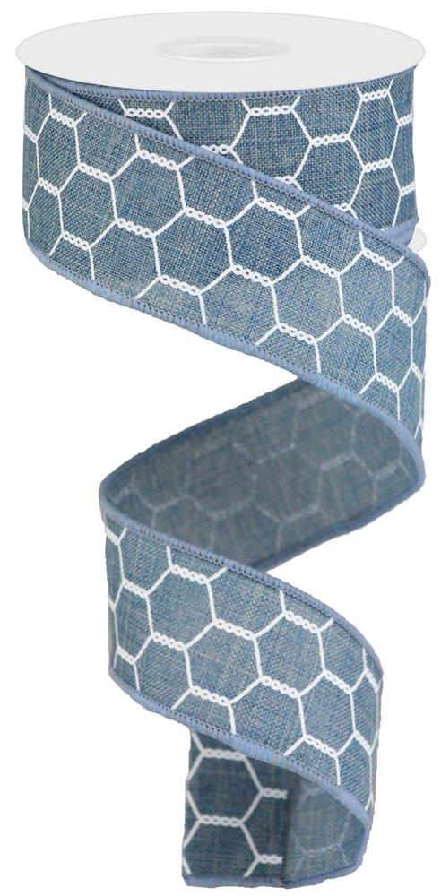 1.5" Denim Chicken Wire Ribbon - Designer DIY