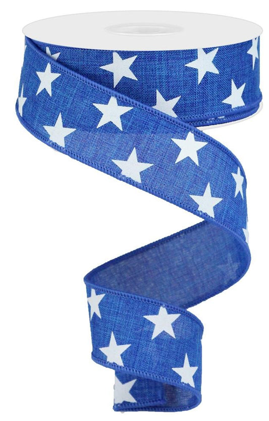 1.5" Royal Blue with White Star Ribbon - Designer DIY