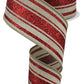 2.5" Natural & Red Glitter Stripe Ribbon - Designer DIY