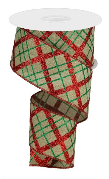 2.5" Christmas Glitter Plaid Ribbon - Designer DIY