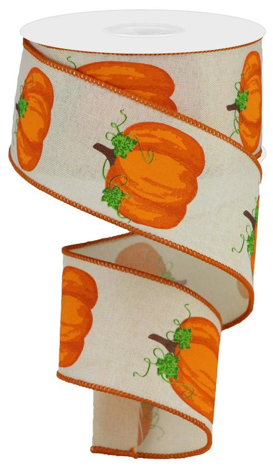 2.5" Fall Pumpkin Ribbon | Ivory - Designer DIY