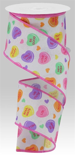 2.5" Valentine Candy Heart Ribbon - Designer DIY