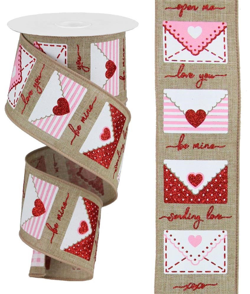 2.5" Valentine Love Letter Ribbon | Natural - Designer DIY