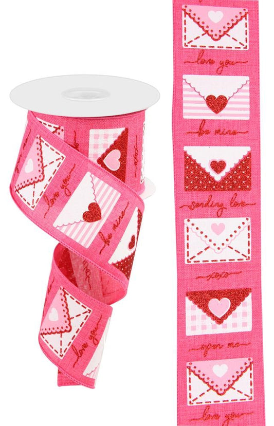 2.5" Valentine Love Letter Ribbon | Hot Pink - Designer DIY