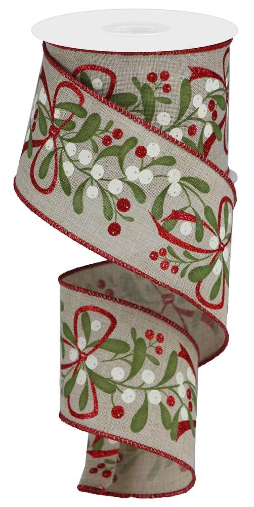 2.5" Christmas Mistletoe Ribbon - Designer DIY