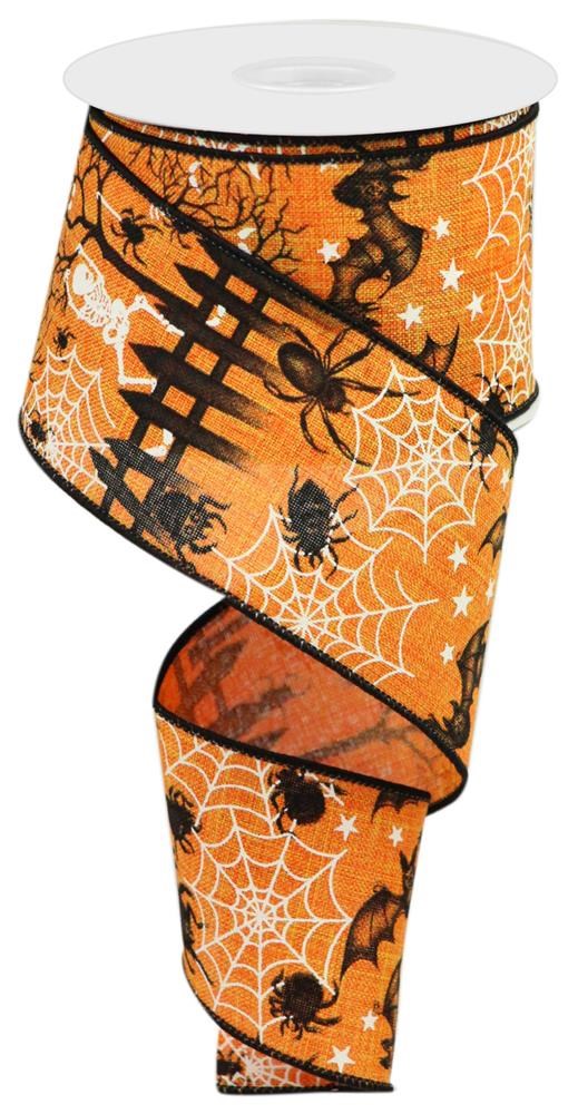 2.5" Halloween Ribbon | Spiders, Skeletons, Bats - Designer DIY