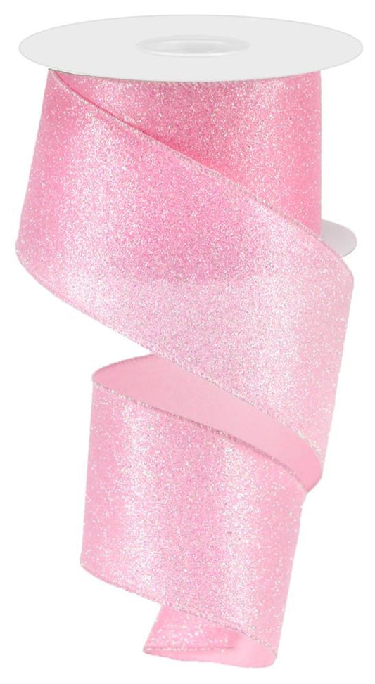 2.5" Light Pink Iridescent Glitter Ribbon - Designer DIY