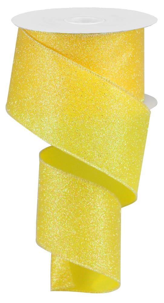 2.5" Yellow Iridescent Glitter Ribbon - Designer DIY
