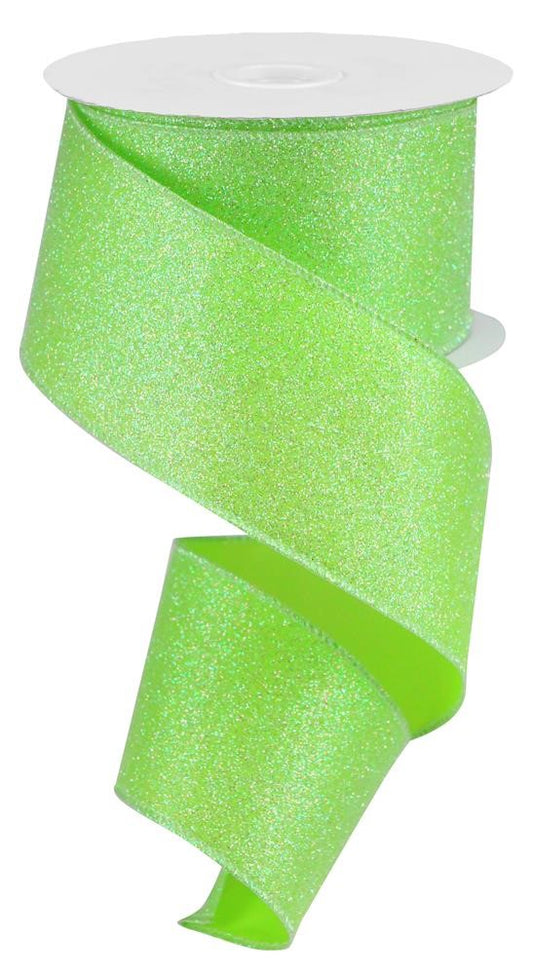 2.5" Lime Green Iridescent Glitter Ribbon - Designer DIY