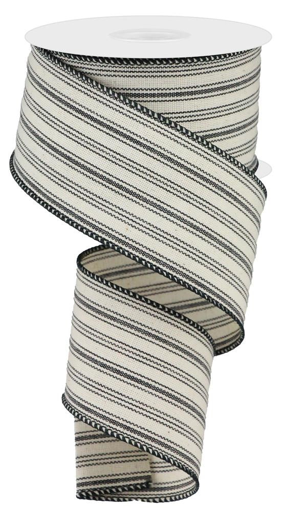 2.5" Black & Ivory Ticking Stripe Ribbon - Designer DIY