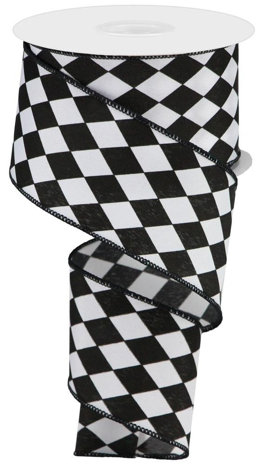 2.5" Black & White Harlequin Ribbon - Designer DIY