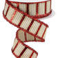 1.5" Natural with Red & White Stripes Ribbon - Designer DIY