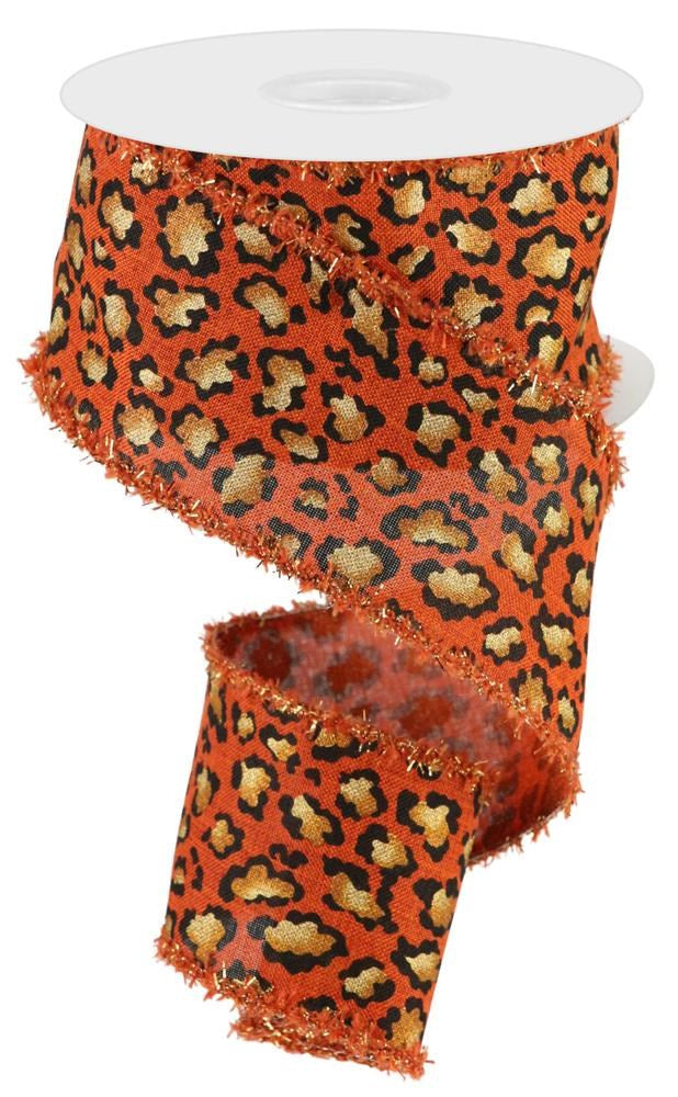 2.5" Leopard Ribbon | Dark Orange, Black, Gold - Designer DIY