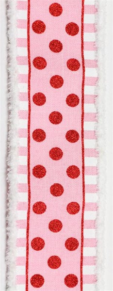 2.5" Pink with Red Glitter Dot Ribbon - Designer DIY