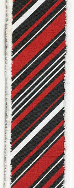 2.5" Black with Red & White Stripe Ribbon - Designer DIY