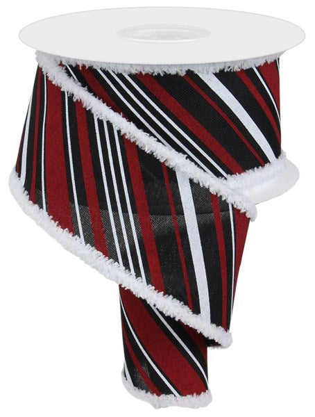 2.5" Black with Red & White Stripe Ribbon - Designer DIY