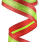 1.5" Red & Lime Glitter Stripe Ribbon - Designer DIY