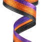 1.5" Purple, Orange, Black Glitter Stripe Ribbon - Designer DIY