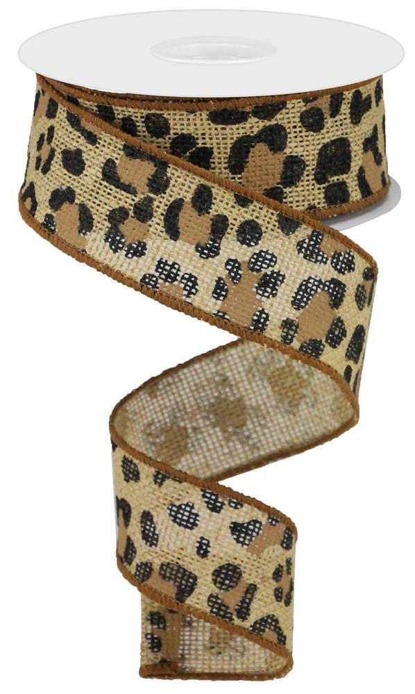 1.5" Leopard Print Burlap Ribbon - Designer DIY