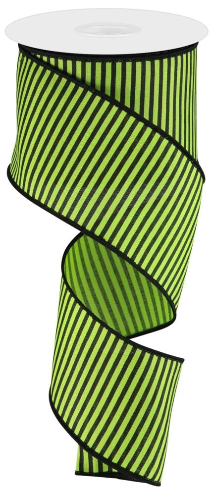 2.5" Lime Green with Black Pin Stripe Ribbon - Designer DIY
