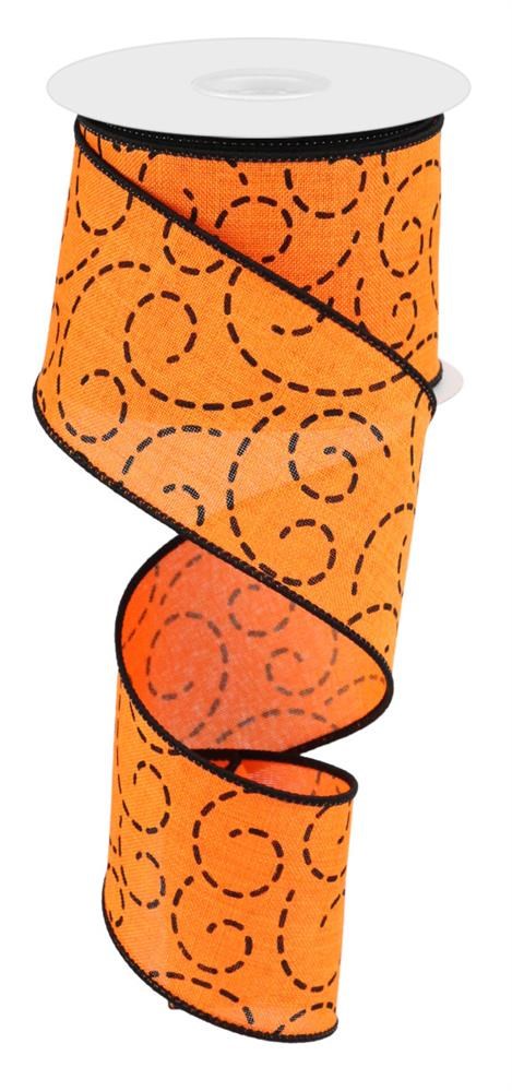 2.5" Orange with Black Swirls Ribbon - Designer DIY