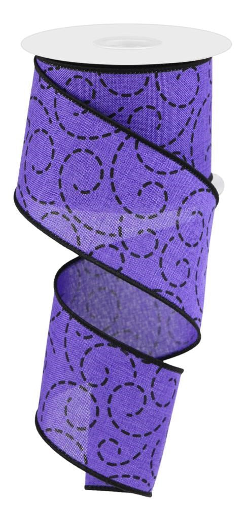 2.5" Purple with Black Swirls Ribbon - Designer DIY