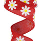 1.5" Red Daisy Flower Ribbon - Designer DIY