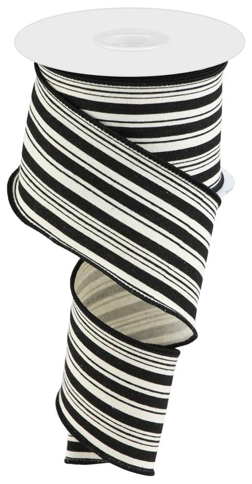 2.5" Cotton Stripe Ribbon | Cream & black - Designer DIY