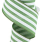 2.5" Green & White Stripe Ribbon - Designer DIY