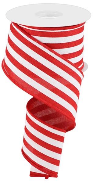 2.5" Red & White Stripe Ribbon - Designer DIY