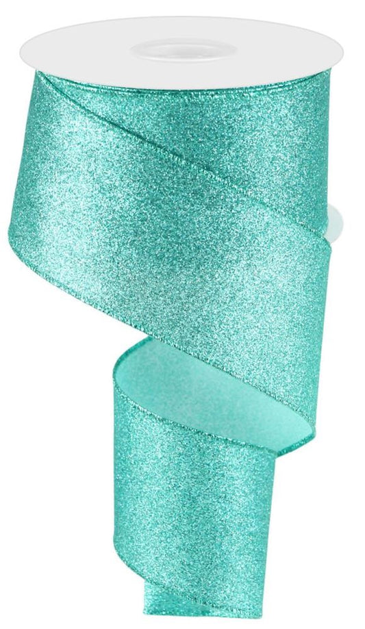 2.5" Turquoise Glitter Ribbon | Ice Blue - Designer DIY