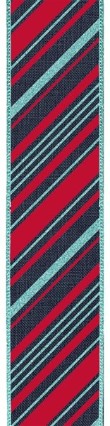 2.5" Navy, Red, Turquoise Stripe Ribbon - Designer DIY