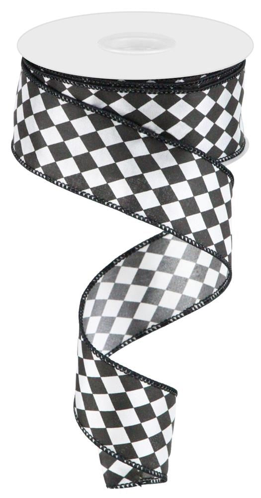 1.5" Black & White Harlequin Ribbon - Designer DIY