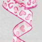 1.5" Heart Leopard Ribbon | White & Pink - Designer DIY