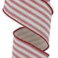 2.5" Ivory & Dark Red Ticking Stripe Ribbon - Designer DIY