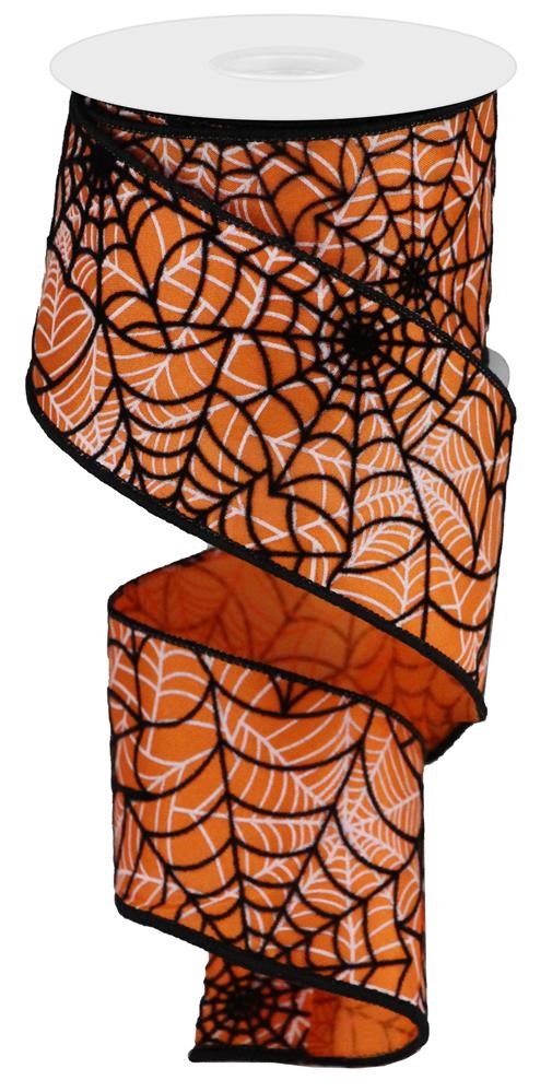 2.5" Orange with Black Velvet Web Ribbon - Designer DIY