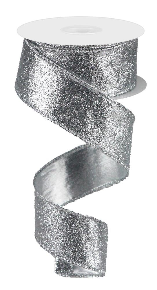 1.5" Silver Glitter Ribbon - Designer DIY