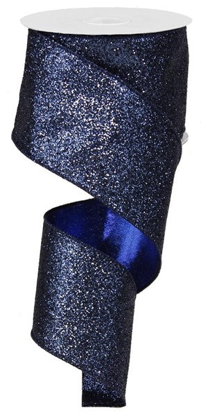 2.5" Navy Blue Glitter Ribbon - Designer DIY
