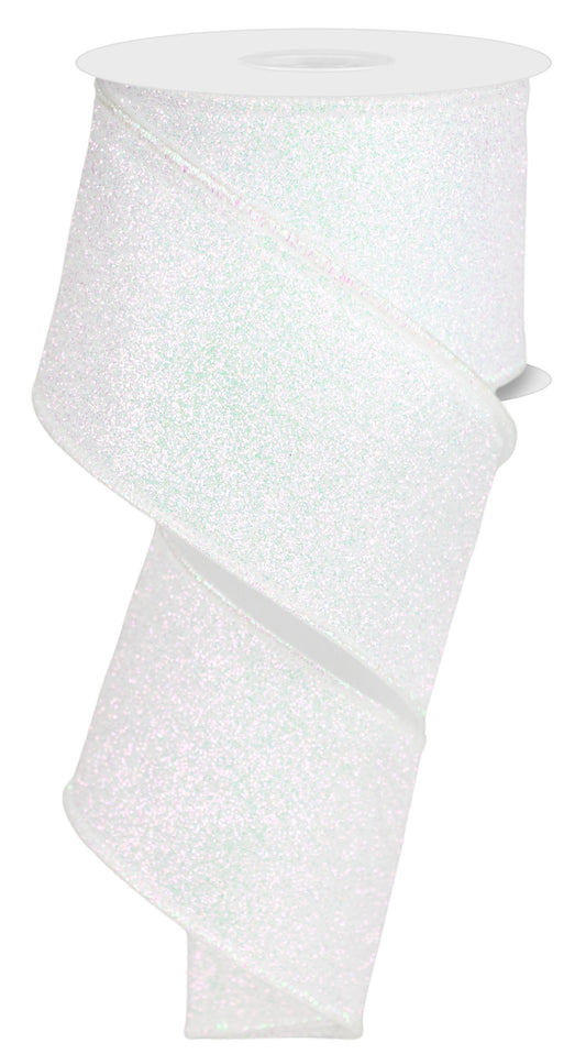 2.5" White Iridescent Glitter Ribbon - Designer DIY