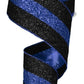 2.5" Black & Blue Glitter Stripe Ribbon - Designer DIY