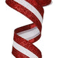1.5" Red & White Glitter Stripe Ribbon - Designer DIY